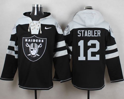Nike Raiders #12 Kenny Stabler Black Player Pullover NFL Hoodie - Click Image to Close